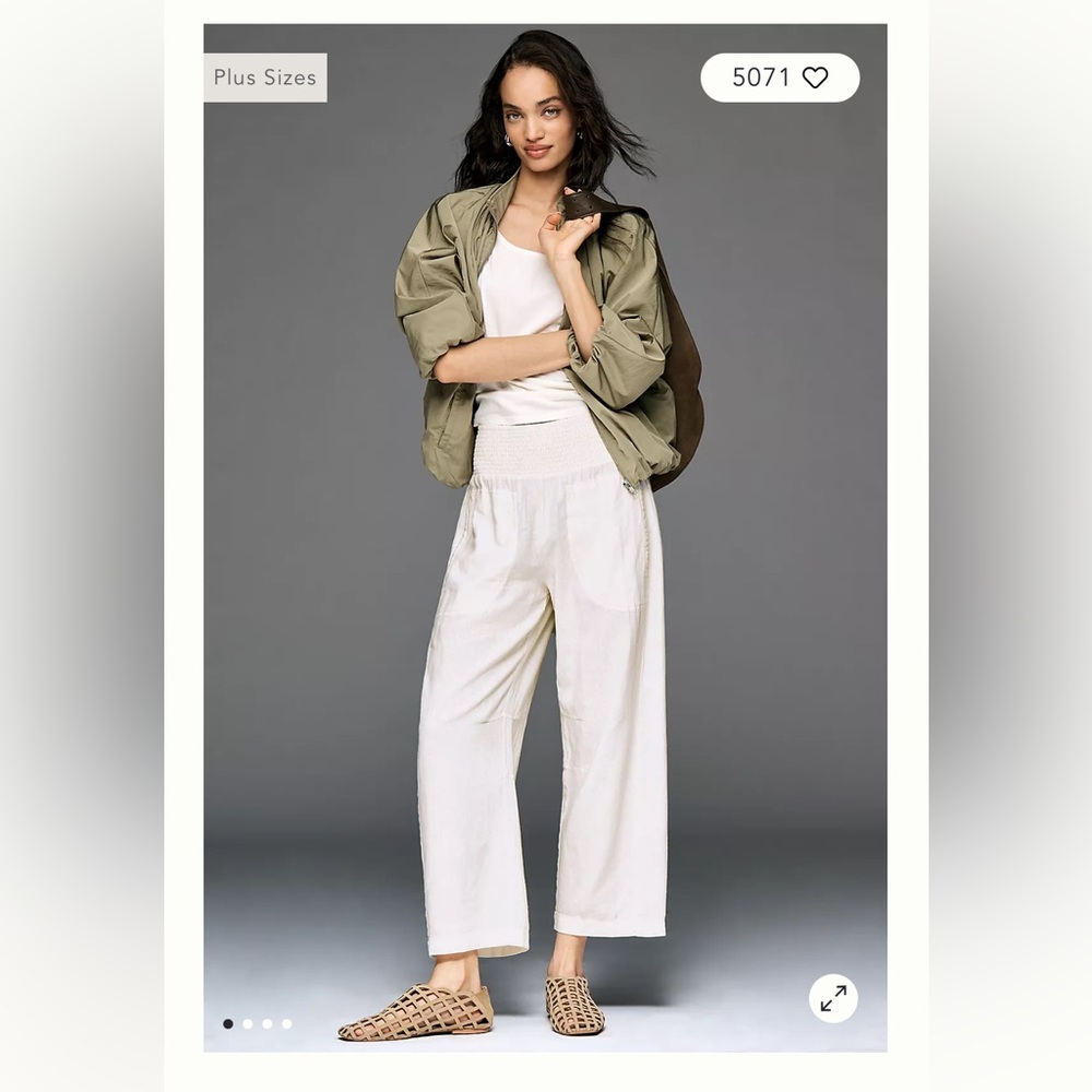 The Reese Linen Blend Pull-On Barrel Pants by Pilcro in vanilla